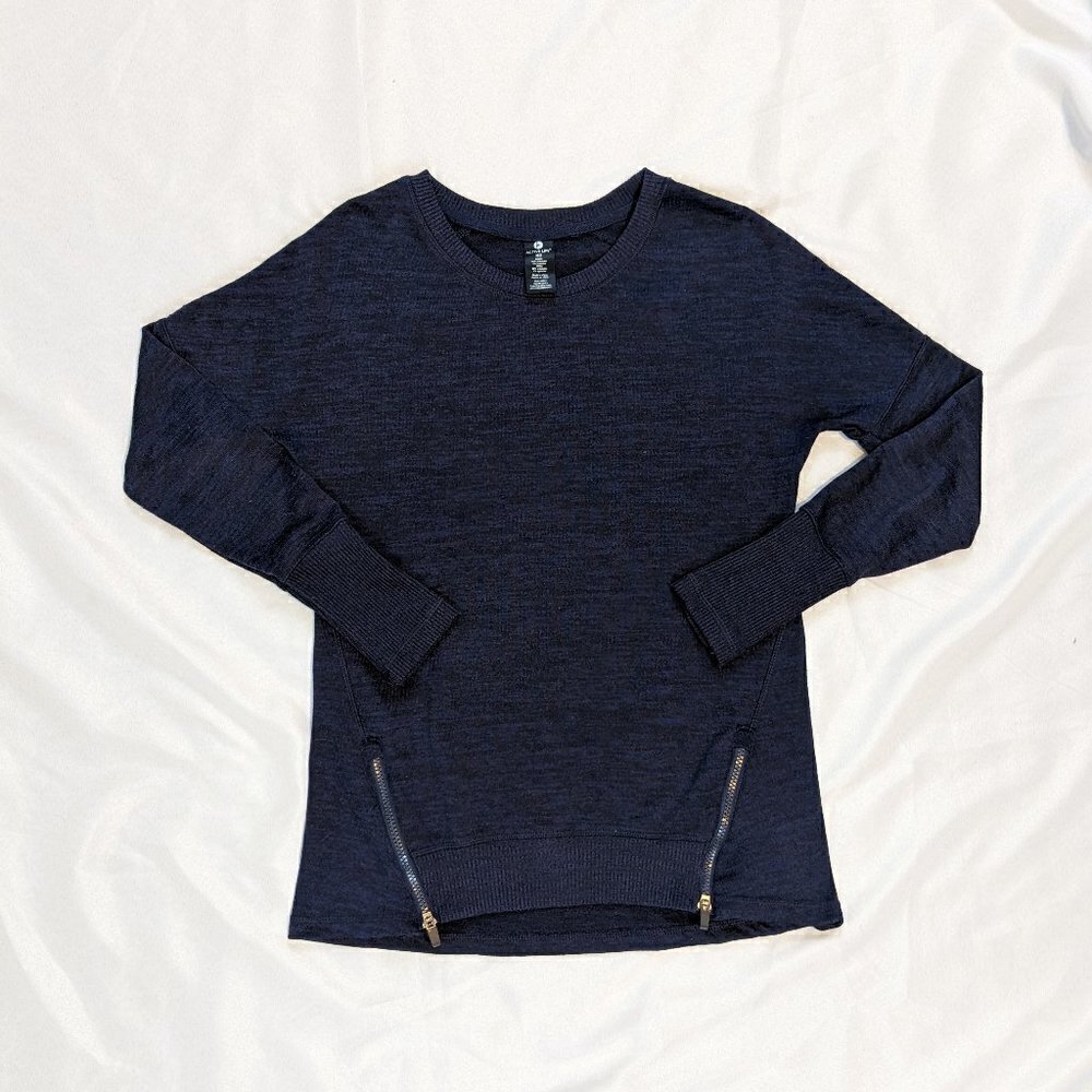Active Life Activewear Navy Zipper Sweater Top Size M